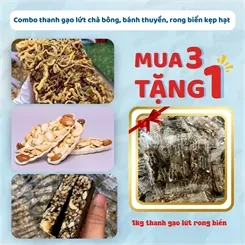 combo thanh gạo lứt chà bông, bánh thuyền, rong biển kẹp hạt 